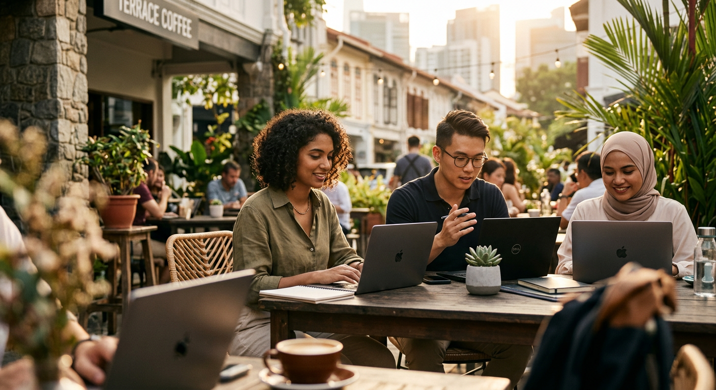 digital nomads connecting in Singapore — Impulsa tu Éxito NFT: Información Clave para Nómadas Digitales en Singapur