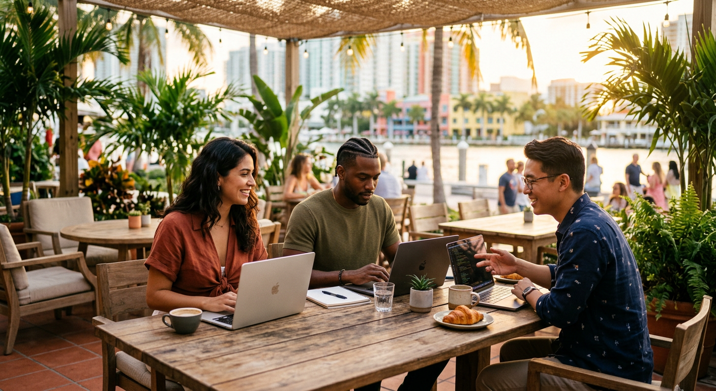 digital nomads connecting in Miami — Cómo Conectar con Nómadas Digitales en Miami: Tu Guía Definitiva