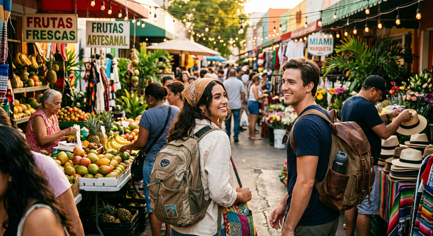 travelers connecting in Miami — Nômade Digital em Miami: Guia Completo para Conectar-se e Construir sua Rede Local