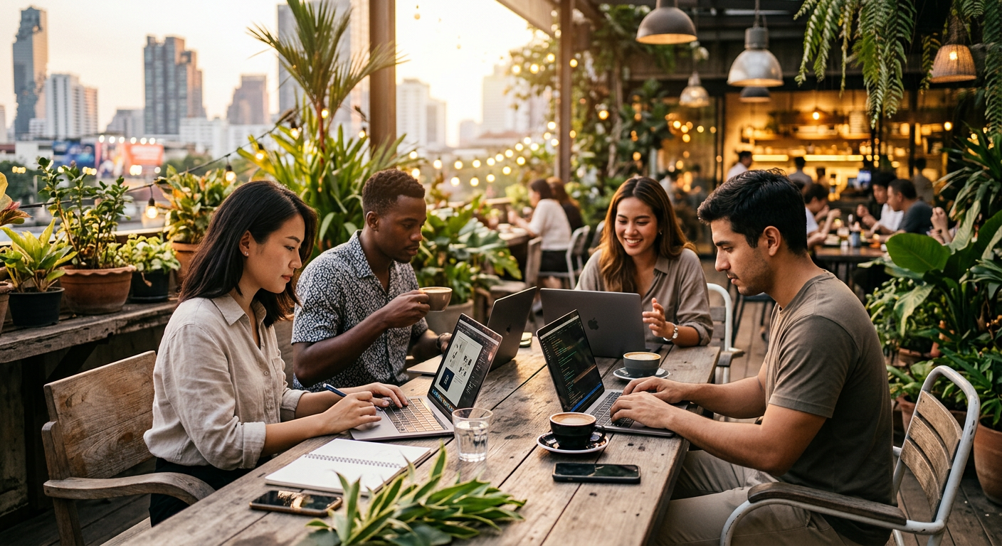 digital nomads connecting in Bangkok — Mastering Expat Life in Bangkok: Your Guide to Connection & Community