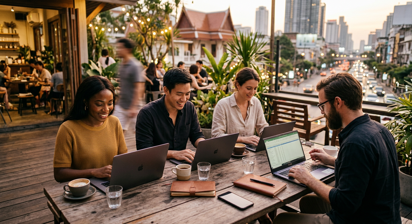 digital nomads connecting in Bangkok — Connect & Thrive: Your Digital Nomad Guide to Meeting People in Bangkok
