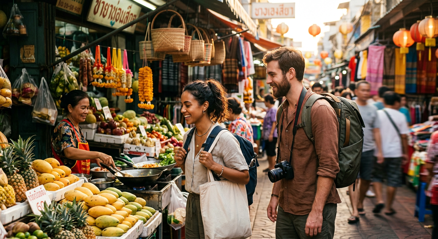 travelers connecting in Bangkok — Connecting in the City of Angels: A Traveler's Guide to Safe Socializing in Bangkok