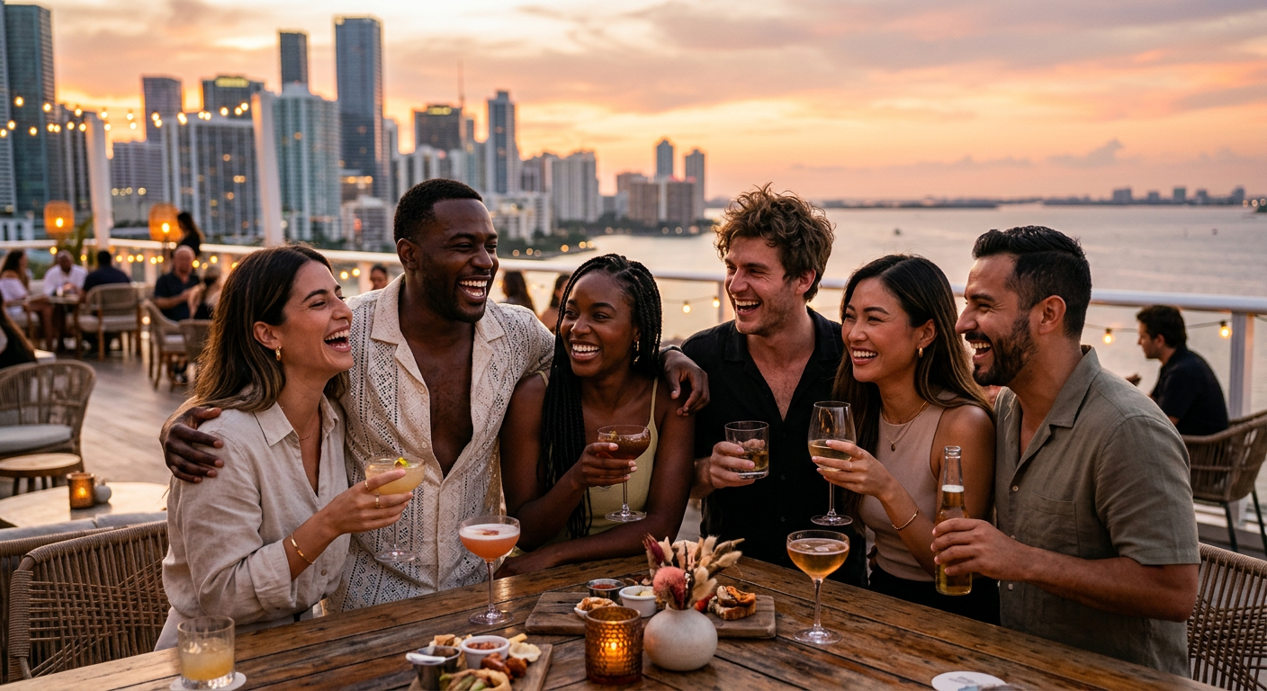 make friends connecting in Miami — Descubra Miami: Conecte-se, Socialize e Ganhe com Social-to-Earn