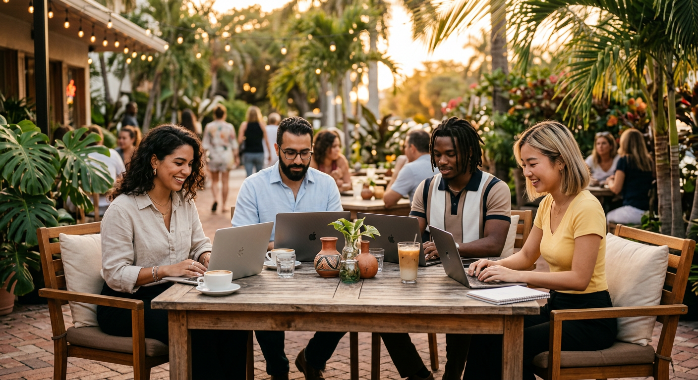 digital nomads connecting in Miami — Connect with Your Crypto Tribe: Web3 Dating & Friendship in Miami