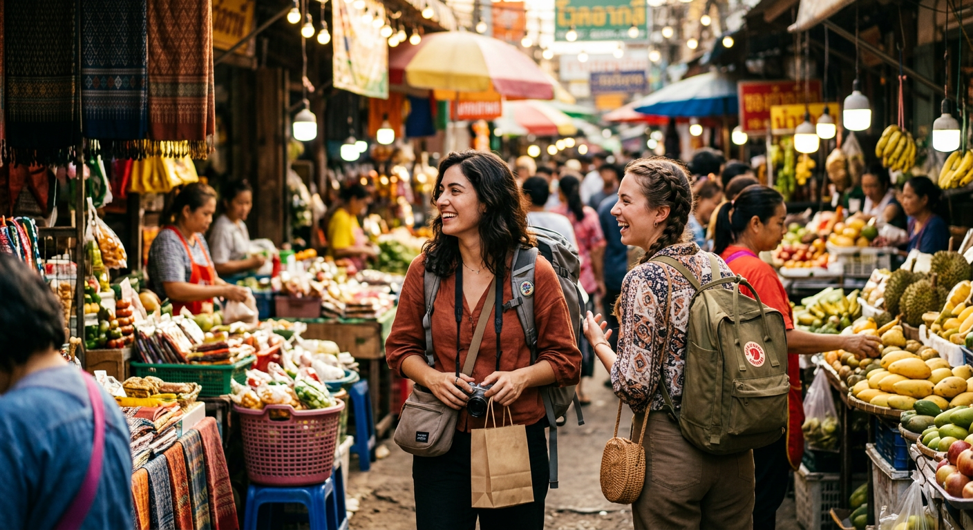 travelers connecting in Bangkok — Conecta en la Escena Web3 de Bangkok: Amigos y Citas Te Esperan